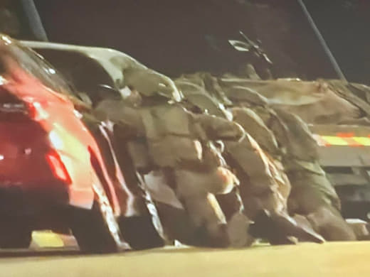 A picture of the occupation forces hiding in the vicinity of the occupation police station in Sderot, where clashes are 