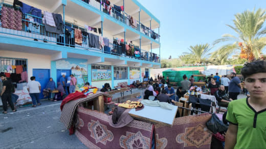 Photos: Scenes from shelter schools on the ninth day of the aggression on the Gaza Strip.
