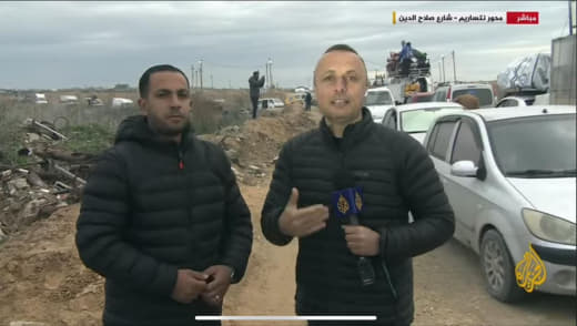 For the first time... Al Jazeera correspondents Hisham Zaqout and Anas Al-Sharif Balqian are in the central Gaza Strip