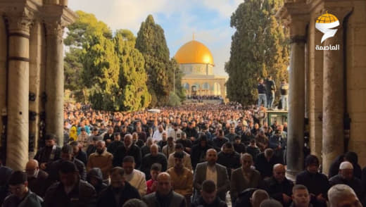 Pictures of the Eid al-Fitr prayer being performed in the blessed Al-Aqsa Mosque