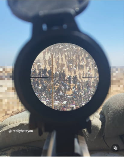 An Israeli occupation soldier in Gaza posted an Instagram story from one of the U.S.-Israeli backed death traps showing 