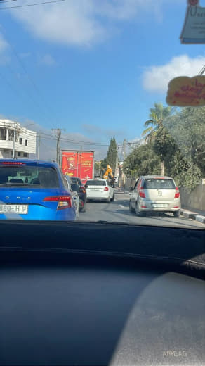 Heavy traffic congestion at the Yabrud checkpoint, east of Ramallah, due to Israeli occupation restrictions.