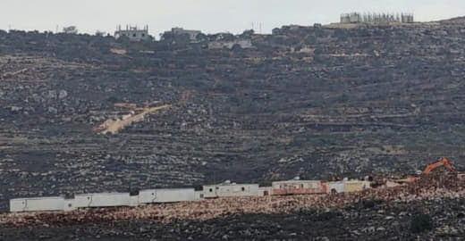 Settlers set up a number of mobile homes between the towns of Aqraba and Juresh, southeast of Nablus