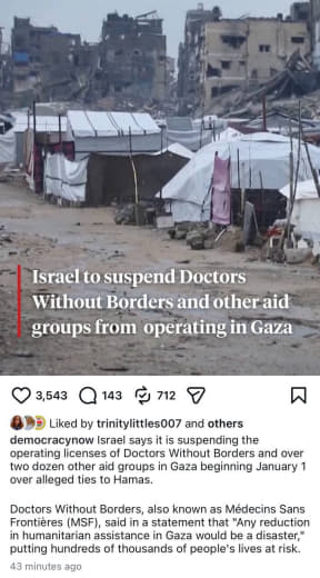 Israel bans MSF (doctors without borders) from  Gaza