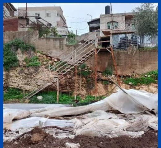 Press coverage: “The effects of the Israeli army’s demolition of an agricultural facility “plastic house” in Jabal al-Sa