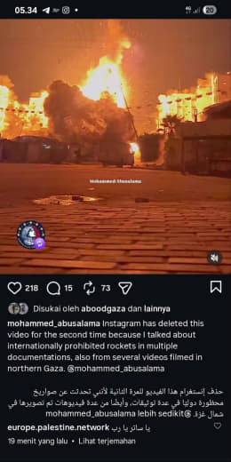 Instagram has removed this video for the second time after I documented the use of internationally prohibited rockets in