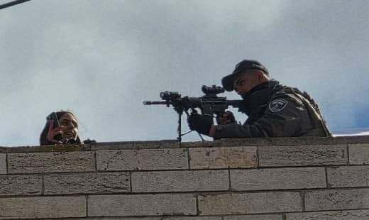 The occupation army deploys its snipers in the vicinity of checkpoint 300 in the southern West Bank city of Bethlehem wh