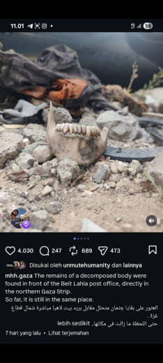 The remains of a decomposed body were found in front of the Beit Lahia post office in the northern Gaza Strip. As of now