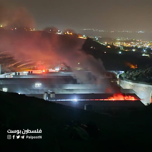 مستوطنون يحرقون "بركسين" لتربية الدواجن بين قصرة وجالود جنوب نابلس