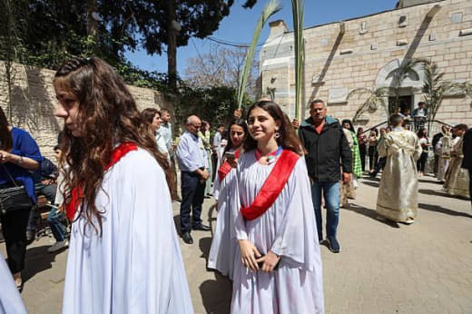 GAZA CITY, PALESTINE - APRIL 05: Orthodox Christians living in Gaza City, Palestine, attend a Mass at the Saint Porphyri