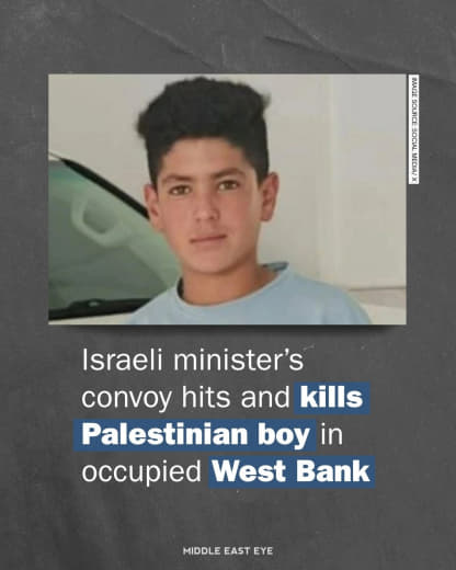 📰 A Palestinian boy was killed on Tuesday after being struck by a vehicle in the security convoy of an Israeli minister 