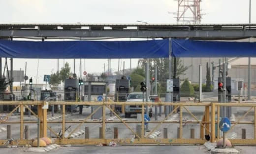 Israeli occupation forces block the Jalameh checkpoint near Jenin, in the occupied West Bank.
