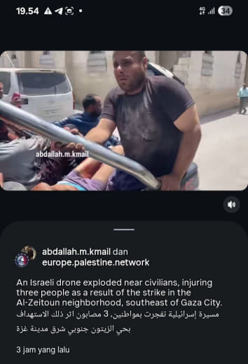 An Israeli drone detonated near a group of civilians in the Al-Zeitoun neighborhood, southeast of Gaza City, injuring th