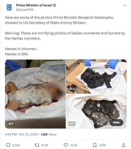 Here is the evidnece Israel gives us, photos that were made by AI