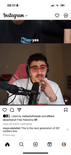 Posted 21 April 2024 on Instagram | Israeli kid tells Hamzah “Absorber” Sadaah that he wants to kill him.