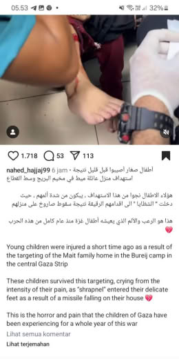 Location : Bureij Camp Date : 07 10 2024 Source : Nahed Hajajj Gazan journalist IG feed