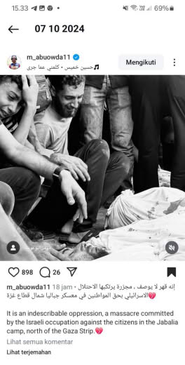 Date : 07 10 2024 Source :M. Abuowda Gaza journalist IG feed Location : Jabalia Camp, Northern Gaza