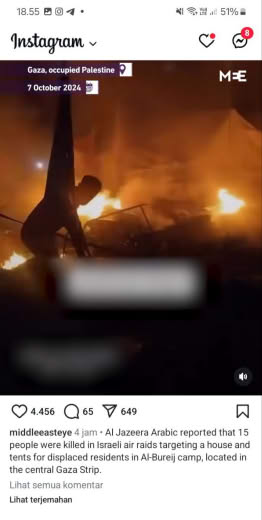 Location: Bureij Camp, Center of Gaza, Source : Middle East Eye media IG feed Date of incident : 07 11 2024