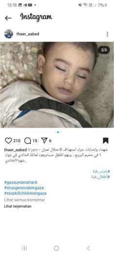 Location : Bureij Camp Date : 09 10 2024 Sourch : Thaer Abed, Gazan journalist IG feed
