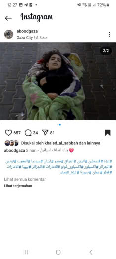 Date : 12 10 2024 Source : Aboodgaza, a gazan journalist IG feed Location : Gaza