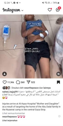 Source : Nahed Hajajj, Gazan journalist IG feed Date : October 12, 2024 Location: Nuseirat Camp, Central Gaza strip