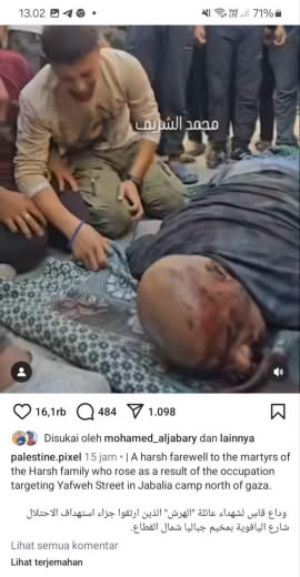 Location of incident : Yafweh Street, Jabalia, Northern Gaza Date of incident : October 12, 2024 Source : palestine.pixe