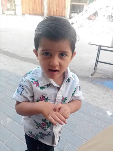 Malik Khalil Al-Mudalal, 3 years Missing since 11:30, residents of Gaza, Al Abbas Roundabout, Hejazi Building Contact us