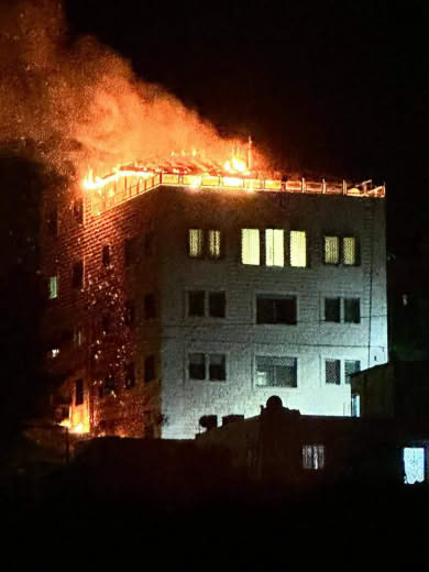 A fire broke out in a house in Halhul, north of Hebron, south of the occupied West Bank
