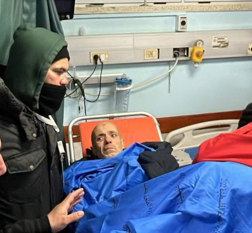 Thabet Abu Khater, 66, arrived at Gaza's European Hospital missing a leg and in critical condition after being released 