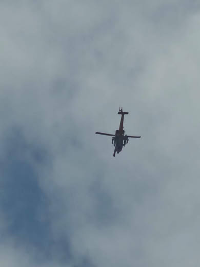 Occupation army helicopters conduct combing operations in the area south of the Dead Sea after suspected infiltration ne