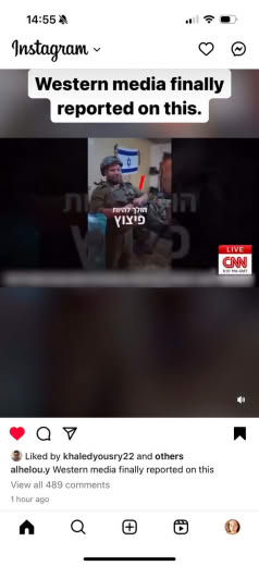 Posted 16 February 2024 .y on Instagram | CNN report about IOF making TikTok videos while destroying Gaza.