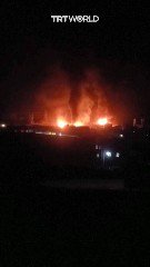 A huge fire and thick plumes of dark smoke erupted at the Hezyaz Central Power Plant in the Yemeni capital Sanaa, follow