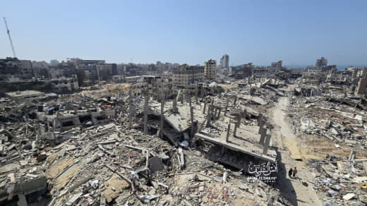 Pictures showing the extent of the massive destruction on the northern side of the vicinity of Al-Shifa Medical Complex 