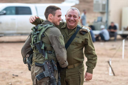 The slain terrorist Gal Eisenkot with his father, former chief of staff of the occupation army and current cabinet membe