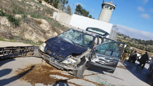 📸 The vehicle that carried out the ramming attack north of the “Otnael” settlement near Hebron