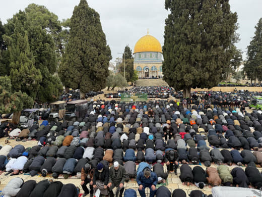 The first Friday of Ramadan from the blessed Al-Aqsa Mosque in Jerusalem, the capital of occupied Palestine 🇵🇸