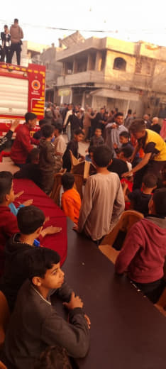 A collective iftar in the Nuseirat camp in the central Gaza Strip, which is the first and largest since the beginning of