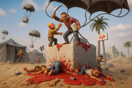 This is what the landing operations did last time, the boxes fell on the heads of the hungry in Gaza