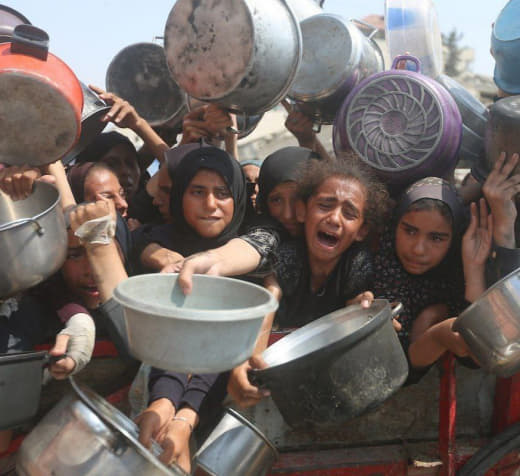 Exhausted, tired, wandering in every direction in search of a morsel of food to satisfy their hunger... Palestinians in 