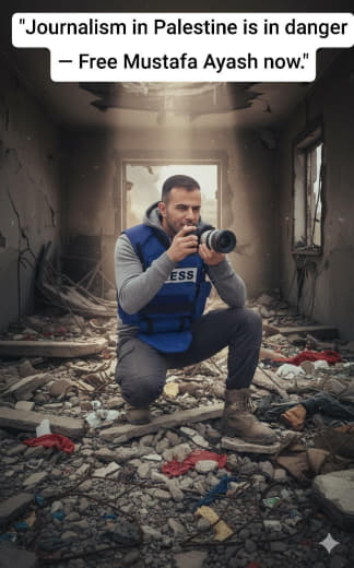 "Journalism in Palestine is in danger — Free Mustafa Ayash now.