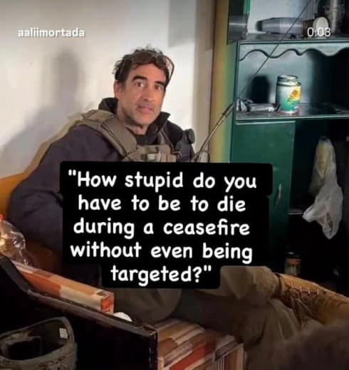 Hello my enemies 👋🏻 He walked into a Lebanese home during the ceasefire uninvited, so a landmine went off just to 'welco