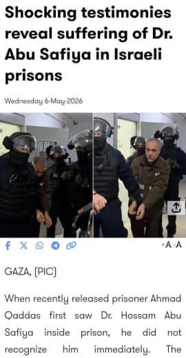🚨New Testimonies Reveal Dr. Hossam Abu Safiya Stripped, Beaten, and Set Upon by Dogs in Israeli Detention Three recently