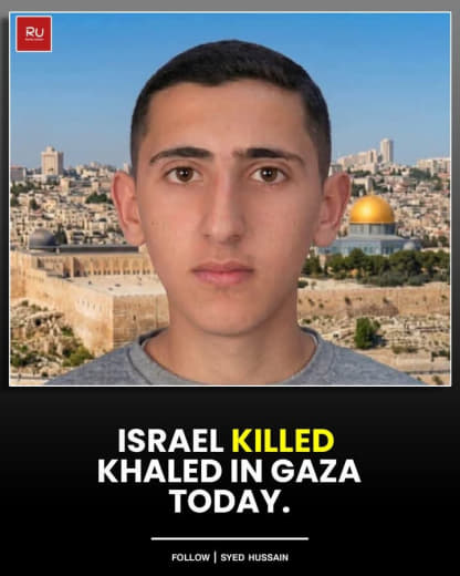 !sr@el kil*ed Khaled in G@za today. One day after passing his final high school exams. !sr@el dropped a b*mb on him whil