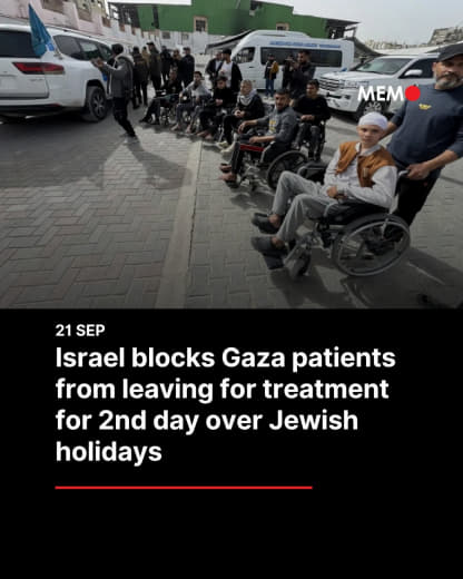 👤 middleeastmonitor 📝 Israel prevented Palestinian patients and wounded people in the Gaza Strip from traveling abroad f