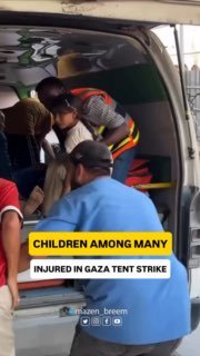 A large number of Palestinians, including children, were injured after a tent sheltering displaced families was struck a