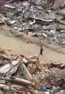 A child walks to school every morning in the Gaza Strip, making his way through the rubble of homes destroyed by Israeli