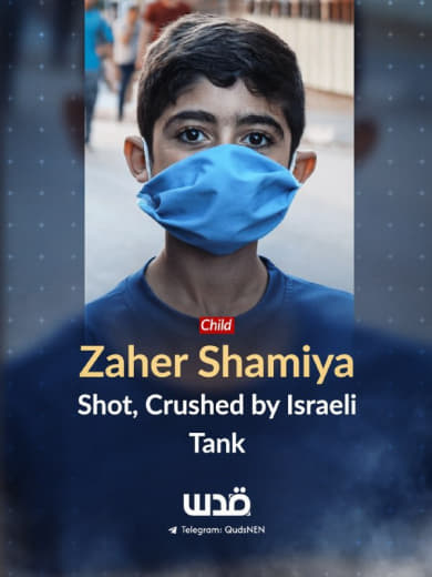 Gazan child Zaher Nasser Shamiya was shot and left to bleed before an Israeli tank crushed his small body. He had return