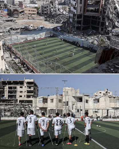 Scenes from the Hope Football Championship for Amputees in Gaza. The tournament was hosted at the Ittihad Shabab Deir al