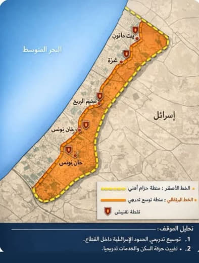 This is what is happening in Gaza, while the world is not paying attention: There is an orange line advancing every day 