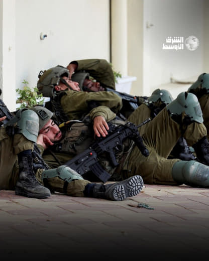 #Photos |Israeli soldiers sleep in the street near a police station seized by Palestinian fighters in the city of Sderot